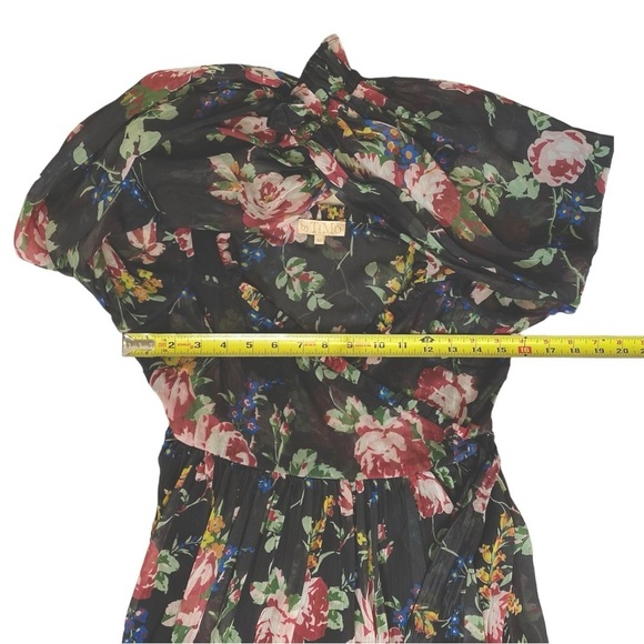 ByTiMo Floral Wrap Bodice Long Sleeve Chiffon Dress in Rose Field - Picture 8 of 14